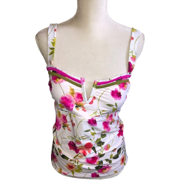 NEW Nanette Lepore White Floral “Viviana” Tankini Top - 12 - Picture 2 of 8